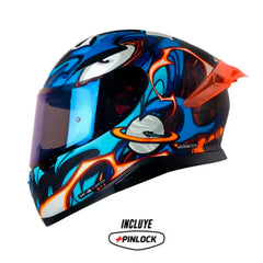 Casco Shaft Pro 612Dv Evo The Abisal Negro Azul Visor Iridium Azul