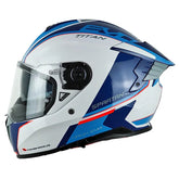 Casco Spartan Hawk Sv Titan Blanco Azul Brillante