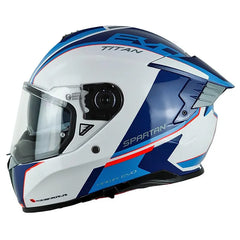 Casco Spartan Hawk Sv Titan Blanco Azul Brillante