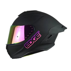 Casco Edge Shangai Solido Negro Rosado