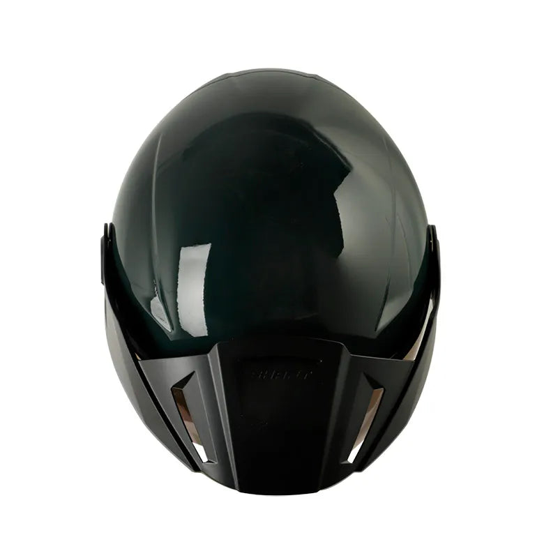 Casco Shaft 212 Solid Verde Oscuro Negro Visor Iridium Azul