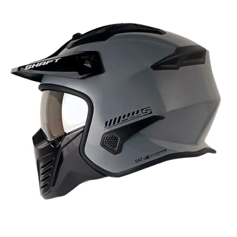 Casco Shaft 225 Pilot Solid Gris Negro Visor Smoke Iridium Silver