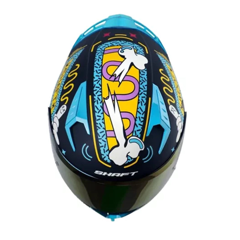 Casco Shaft 526sp Evo Ungloriou Negro Azul Visor Iridium Rojo