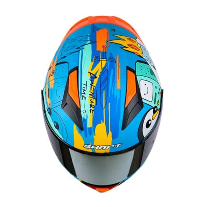 Casco Shaft 582Sp_Evo Adventure Azul Amarillo Visor Iridium Dorado