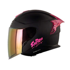 Casco Shaft Pro 240Dv Solid Negro Fucsia Visor Iridium Fucsia