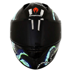 Casco Spartan Stinger Kraken Negro Azul Brillo