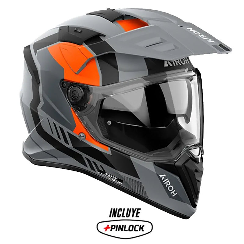 Casco Airoh Dual Bandit Horn Naranja Gris