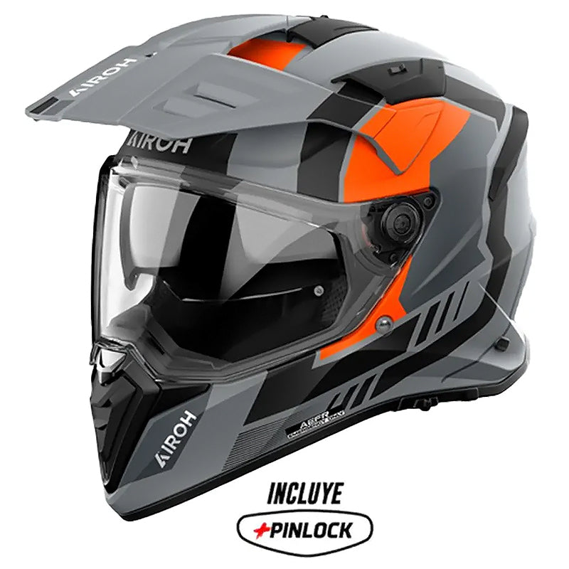 Casco Airoh Dual Bandit Horn Naranja Gris