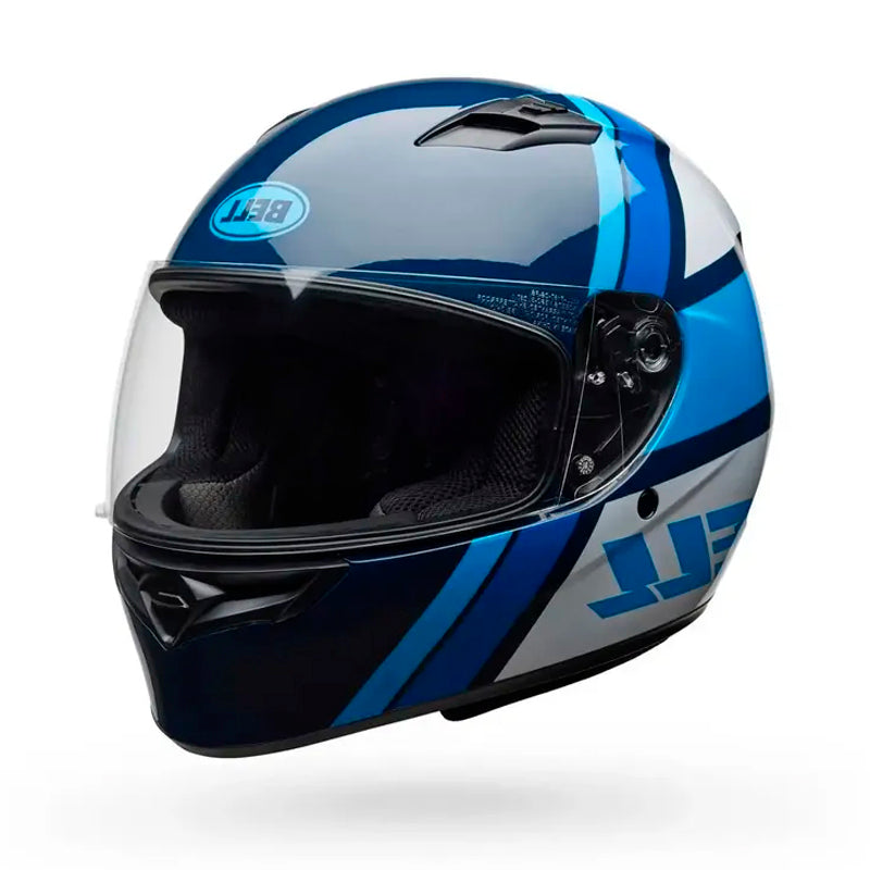 Casco Bell Qualifer Chasm Azul Blanco Brillo