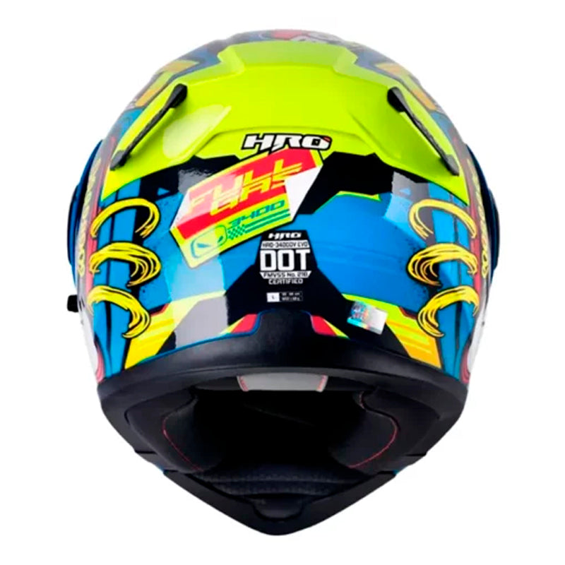Casco Hro 3400Dv Evo Full Gas Azul Amarillo Visor Iridium Azul