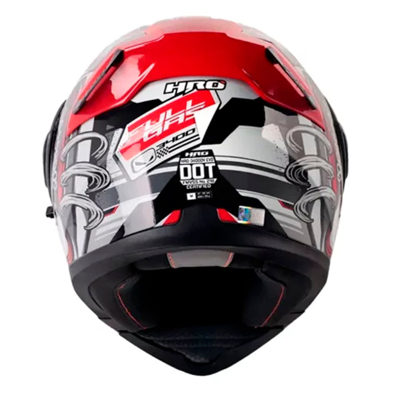Casco Hro 3400Dv Evo Full Gas Gris Oscuro Rojo Visor Iridium Rojo