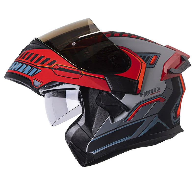 Casco Hro 3400Dv Rover Negro Rojo