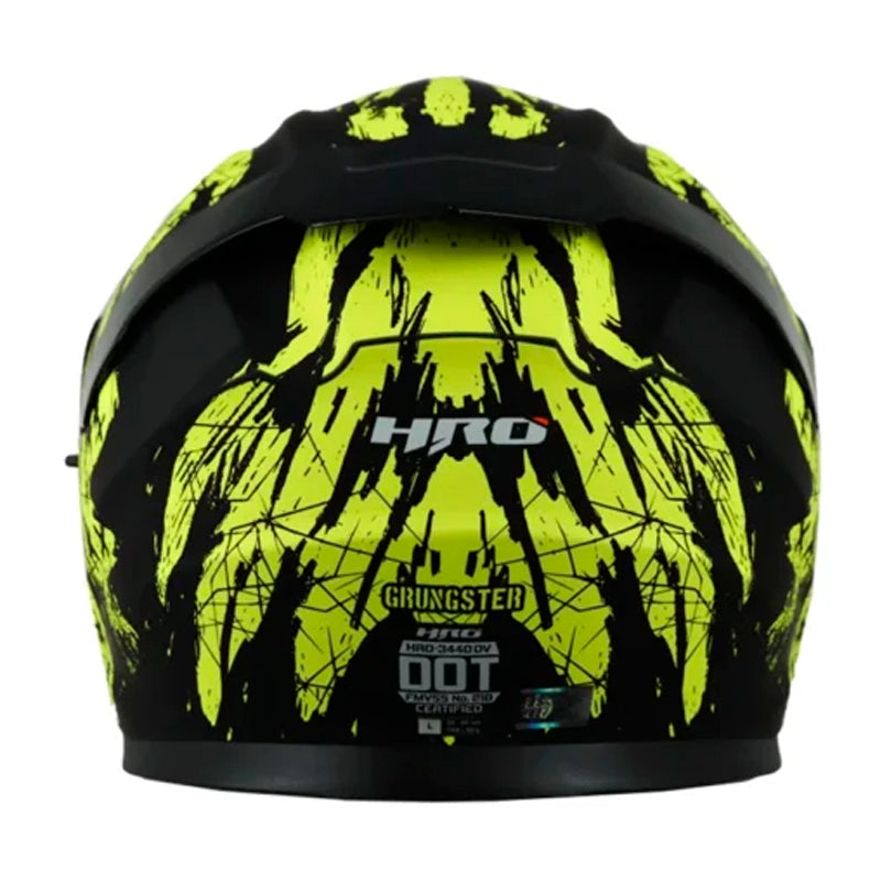 Casco Hro 3440Dv Grungster Negro Amarillo Visor Iridium Silver