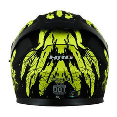 Casco Hro 3440Dv Grungster Negro Amarillo Visor Iridium Silver