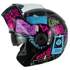 Casco Ich 3110s Kids Flower Up Negro Azul
