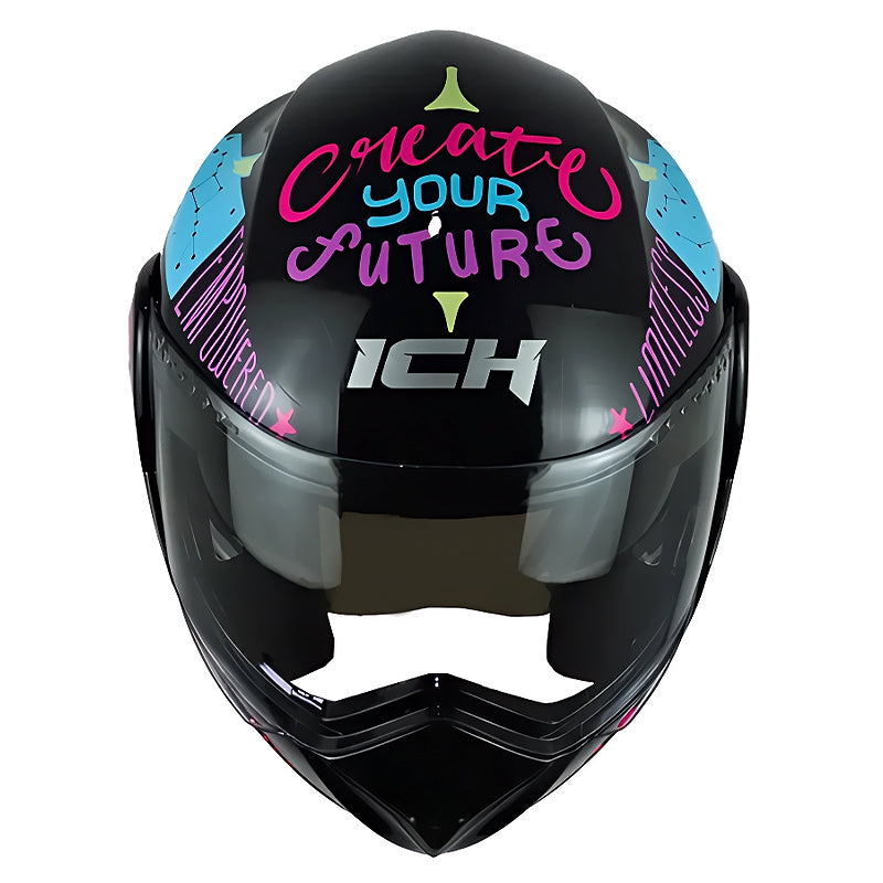Casco Ich 3110s Kids Flower Up Negro Azul