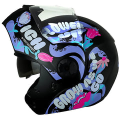 Casco Ich 3110s Kids Flower Up Negro Azul
