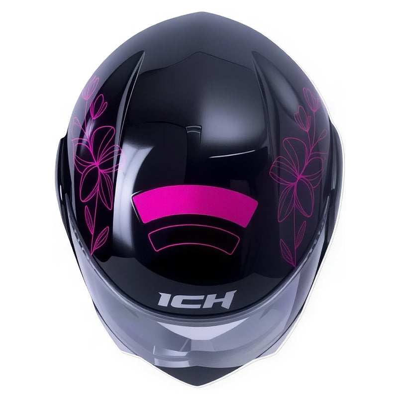 Casco Ich 3110s Kids Flower Up Negro Fucsia