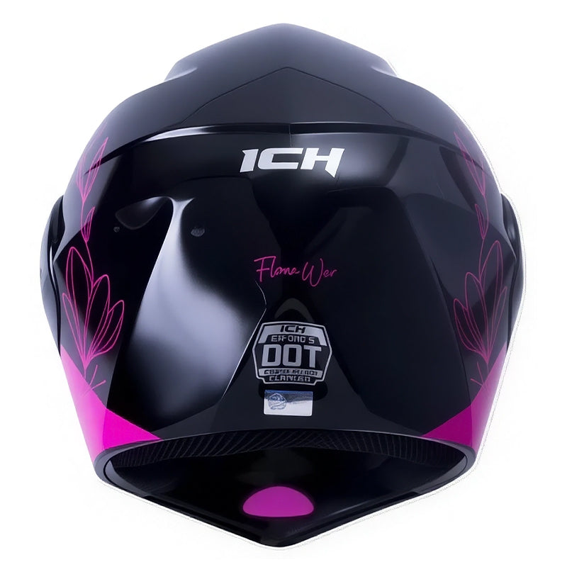 Casco Ich 3110s Kids Flower Up Negro Fucsia