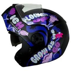 Casco Ich 3110s Kids Flower Up Negro Morado