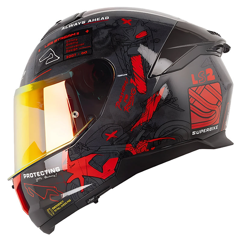 Casco Ls2 FF808 Stream I Gp Gris Rojo