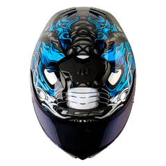 Casco Ls2 Ff808 Dragontige Negro Azul Visor Iridium Azul