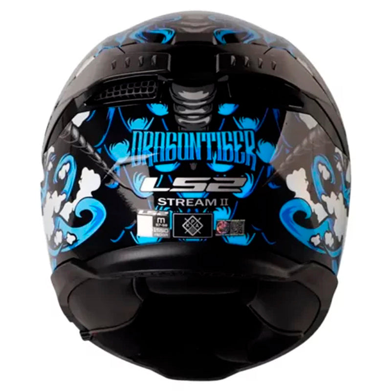 Casco Ls2 Ff808 Dragontige Negro Azul Visor Iridium Azul