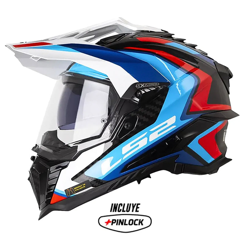 Casco Ls2 Mx701 Explorer Carbon Frontier II Blanco Azul