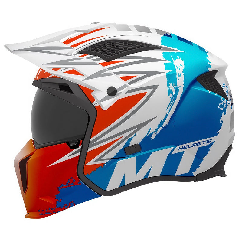 Casco Mt Streetfighter S Sv Tackle Blanco Azul Rojo