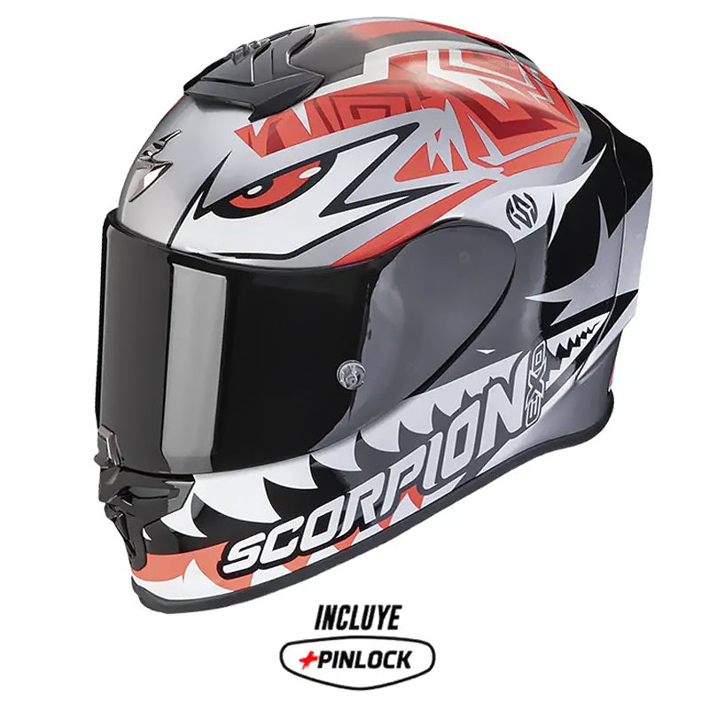Casco Scorpion Exo-R1 Evo Carbon Air Z Gris Rojo