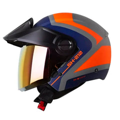 Casco Shaft 212 Duster Gris Naranja Neon Visor Iridium Rojo