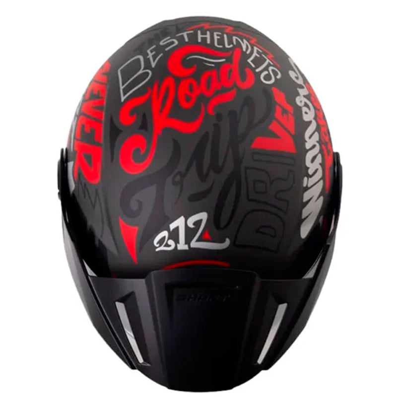 Casco Shaft 212 Racer Gris Oscuro Rojo Visor Iridium Silver