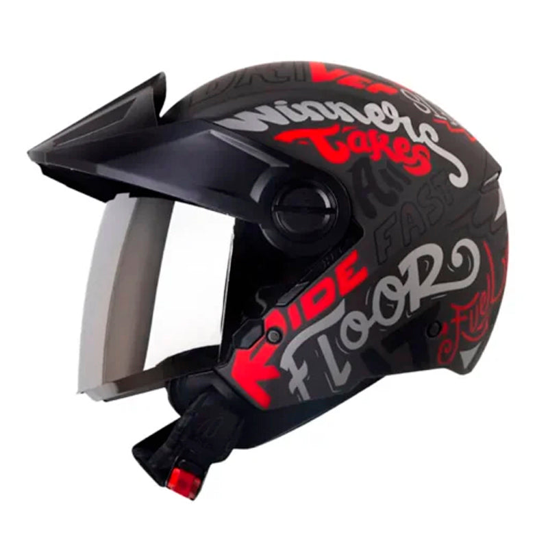 Casco Shaft 212 Racer Gris Oscuro Rojo Visor Iridium Silver