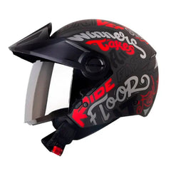 Casco Shaft 212 Racer Gris Oscuro Rojo Visor Iridium Silver
