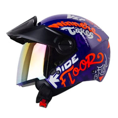 Casco Shaft 212 Racer Morado Azul Claro Visor Iridium Morado