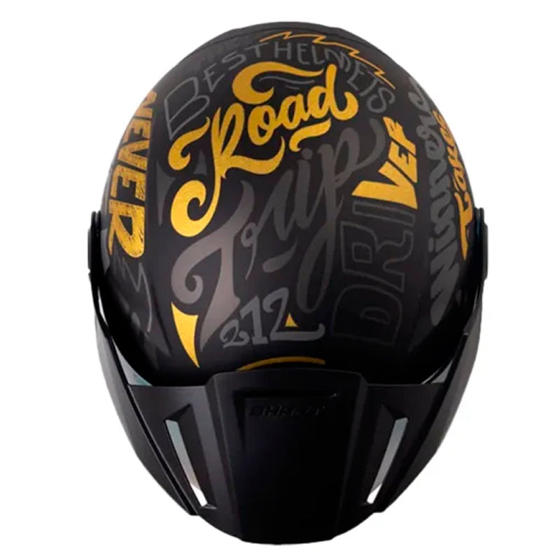 Casco Shaft 212 Racer Negro Dorado Visor Iridium Dorado