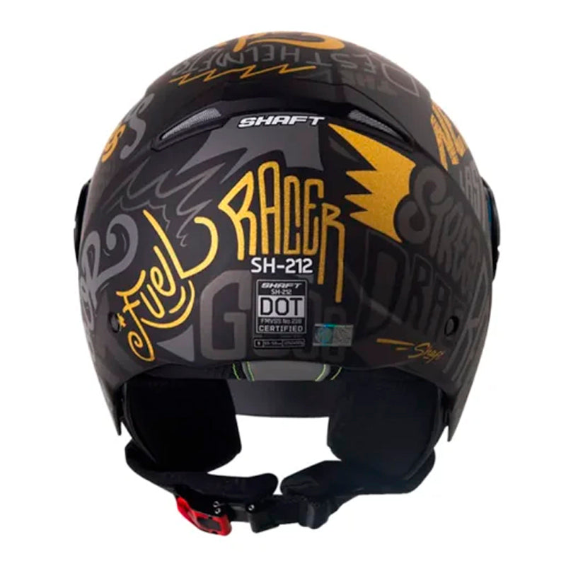 Casco Shaft 212 Racer Negro Dorado Visor Iridium Dorado