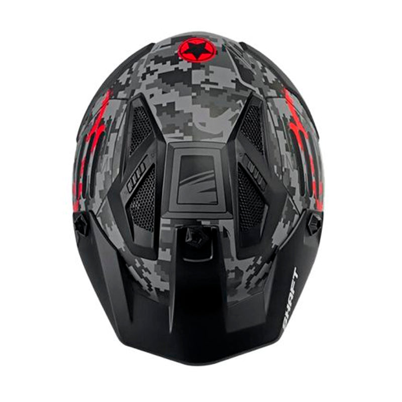 Casco Shaft 225 Pilot Top Gris Rojo Visor Iridium Silver