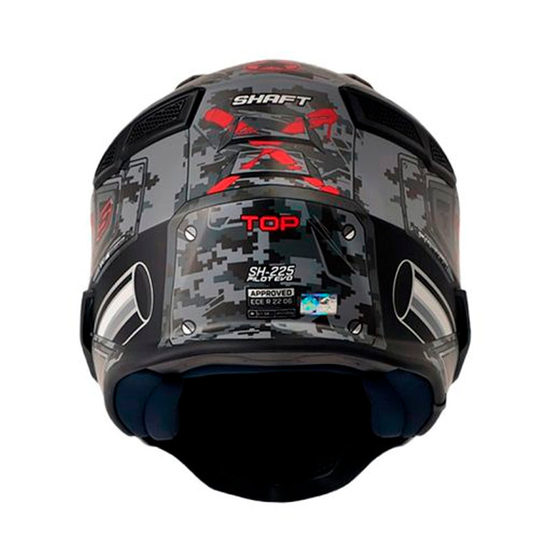Casco Shaft 225 Pilot Top Gris Rojo Visor Iridium Silver