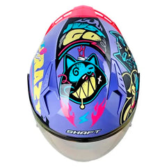 Casco Shaft 226 Gt Anymaniac Morado Azul Visor Iridium Fucsia