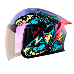 Casco Shaft 226 Gt Anymaniac Morado Azul Visor Iridium Fucsia