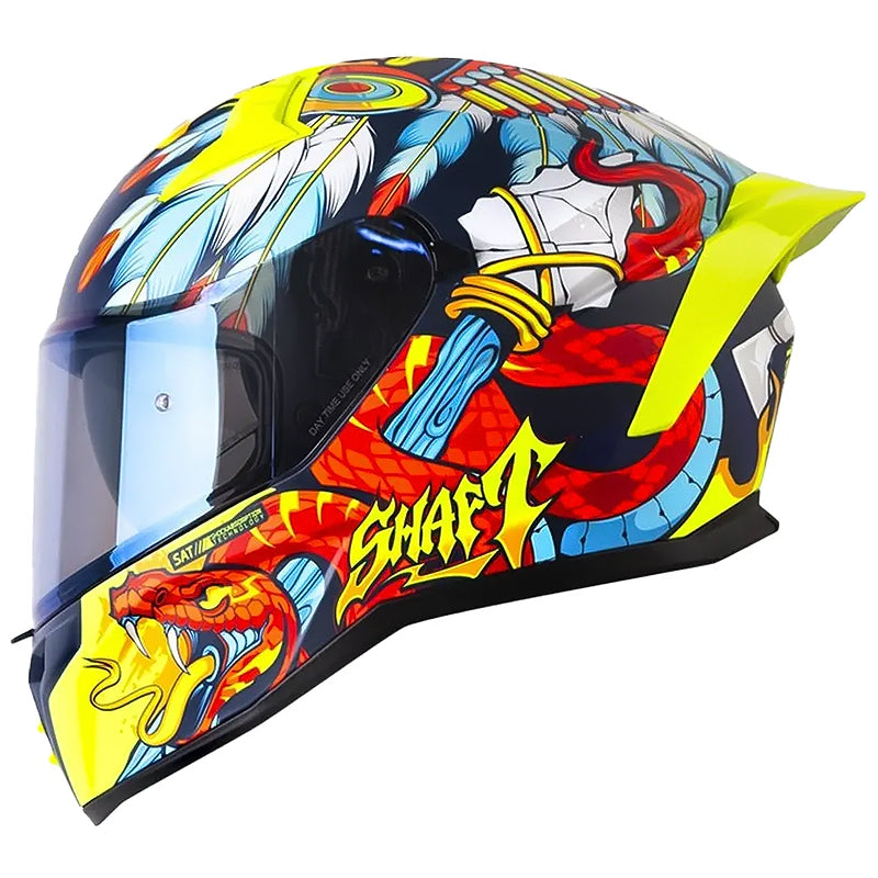 Casco Shaft 504 Dv Jashtes Azul Amarillo Neón Visor Iridium Azul