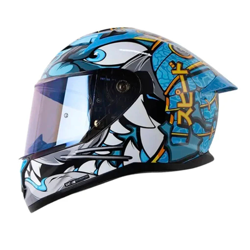 Casco Shaft 522sp Viserion Negro Azul Visor Iridium Azul