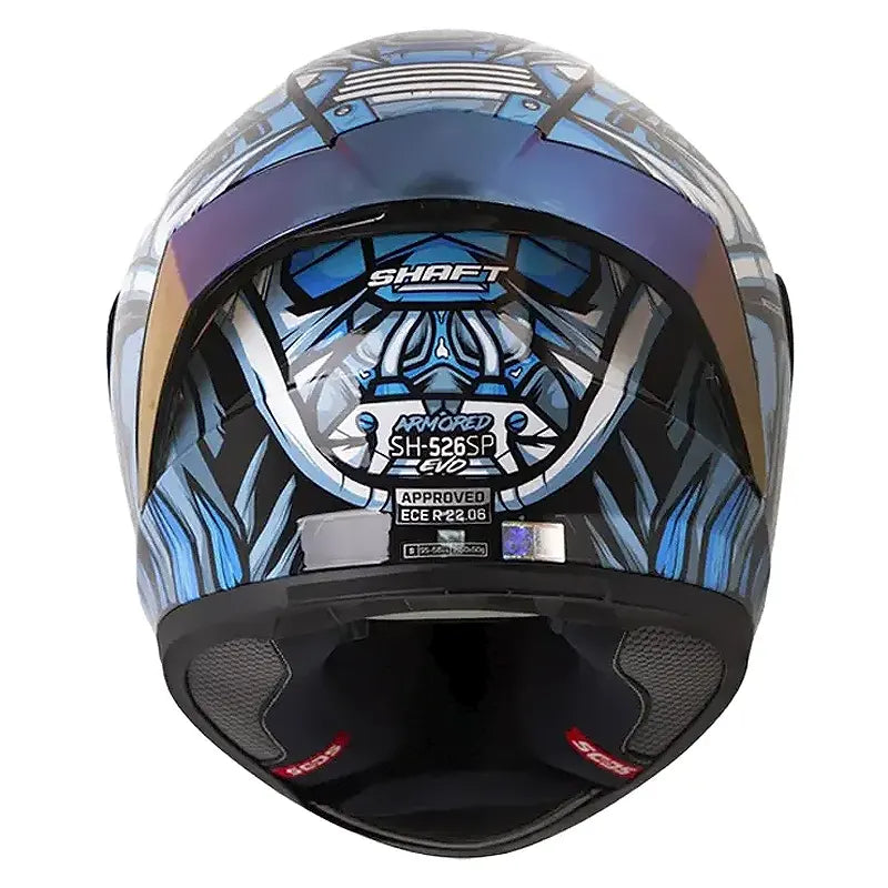 Casco Shaft 526sp Evo Armored Gris Claro Visor Iridium Azul