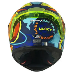 Casco Shaft 526sp Evo Lucky Azul Oscuro Naranja Visor Iridium Azul
