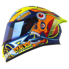 Casco Shaft 526sp Evo Lucky Azul Oscuro Naranja Visor Iridium Azul