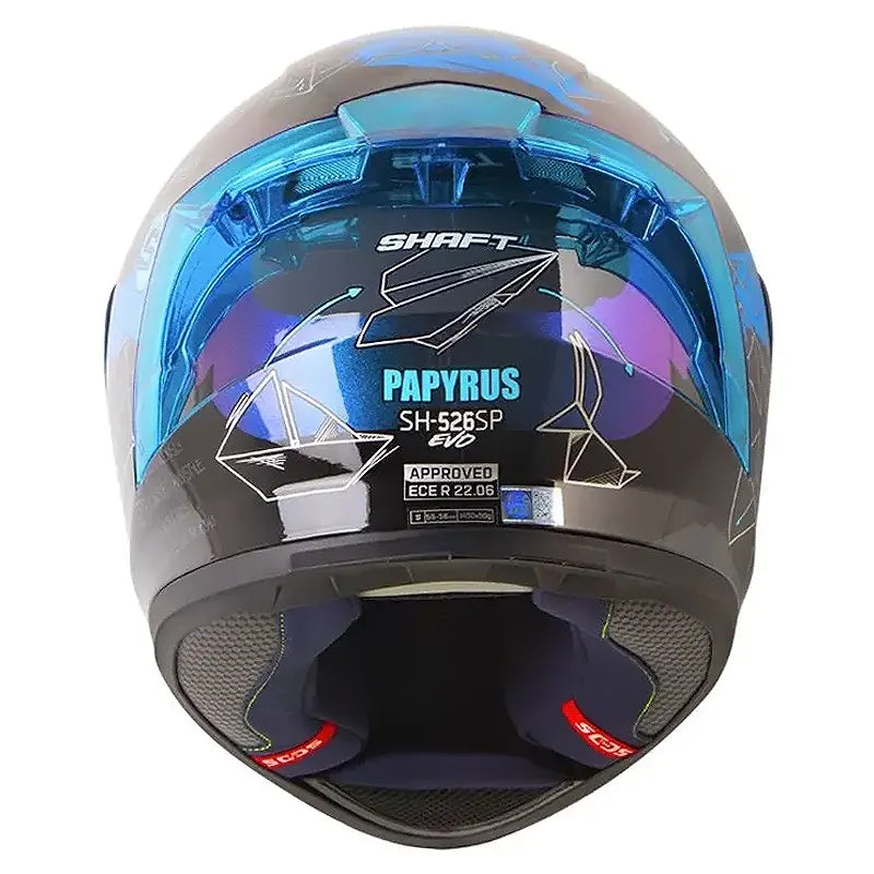 Casco Shaft 526sp Evo Papyrus Camaleon Azul Visor Iridium Azul
