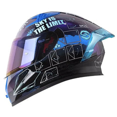 Casco Shaft 526sp Evo Papyrus Camaleon Azul Visor Iridium Azul