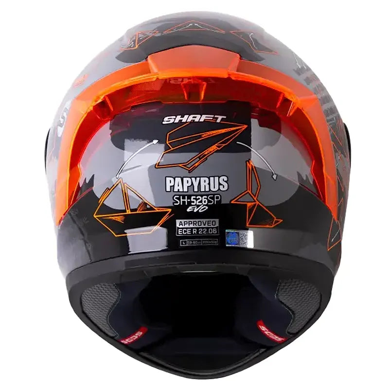 Casco Shaft 526sp Evo Papyrus Gris Naranja Visor Iridium Azul