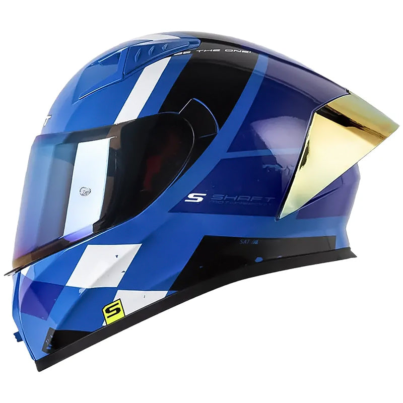 Casco Shaft 52Sp Evo Bandox Azul Blanco Visor Iridium Azul